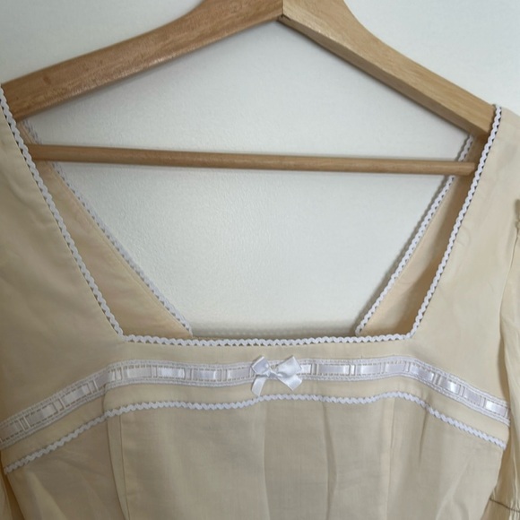 Reformation Amalie Tiered Square Neck Long Sleeve Top Embroidered Ivory | size 2 - Picture 6 of 12